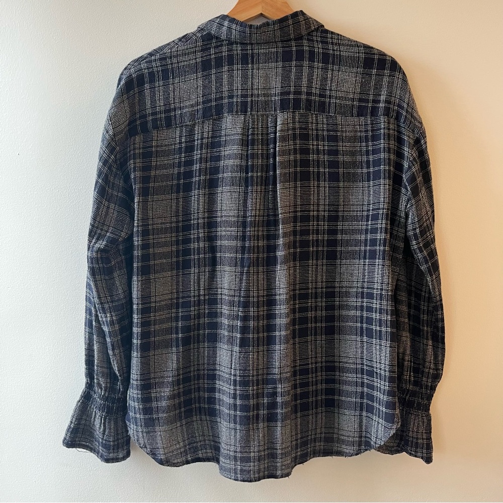 💕MUST GO free shipping! Navy Madewell Westward Bell Sleeve Button Front Shirt XS - Picture 7 of 10